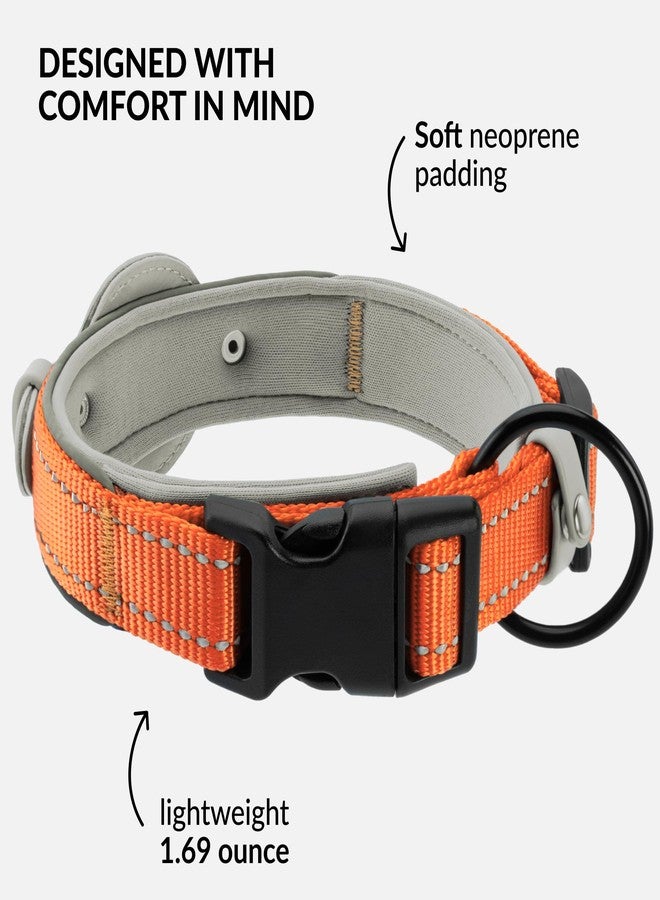 CollarDirect Airtag Dog Collar Reflective Nylon Neoprene Leather Holder for Apple Air Tag for Large, Medium, and Small Dogs (Orange, L, 16.5-20 Inch) - Image 4