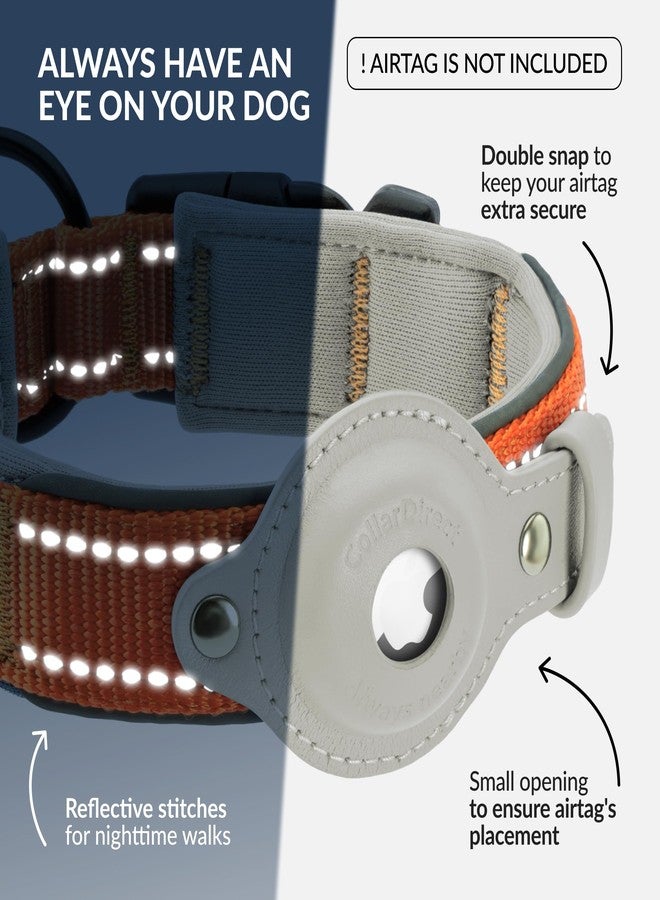 CollarDirect Airtag Dog Collar Reflective Nylon Neoprene Leather Holder for Apple Air Tag for Large, Medium, and Small Dogs (Orange, L, 16.5-20 Inch) - Image 3