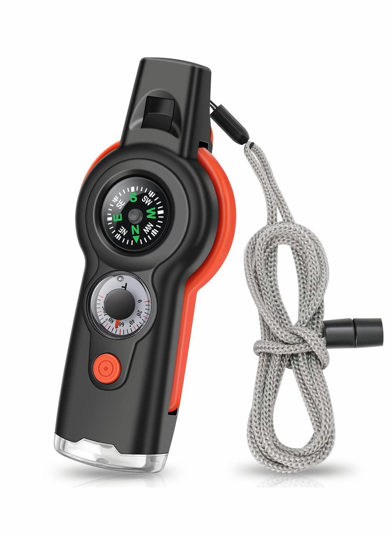 KASTWAVE Emergency Survival Whistle, 7-in-1 Outdoor Multifunctional Tool Safety Whistle with Lanyard, Ideal for Kayaking, Hiking, Camping, Climbing, Hunting, Fishing, Rescue Signaling  - Image 1