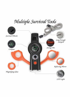 KASTWAVE Emergency Survival Whistle, 7-in-1 Outdoor Multifunctional Tool Safety Whistle with Lanyard, Ideal for Kayaking, Hiking, Camping, Climbing, Hunting, Fishing, Rescue Signaling  - Image 2