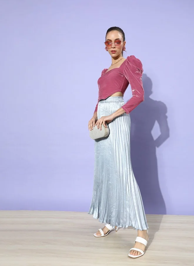 STREET 9 Pretty Pink Solid Velvet Top for Women