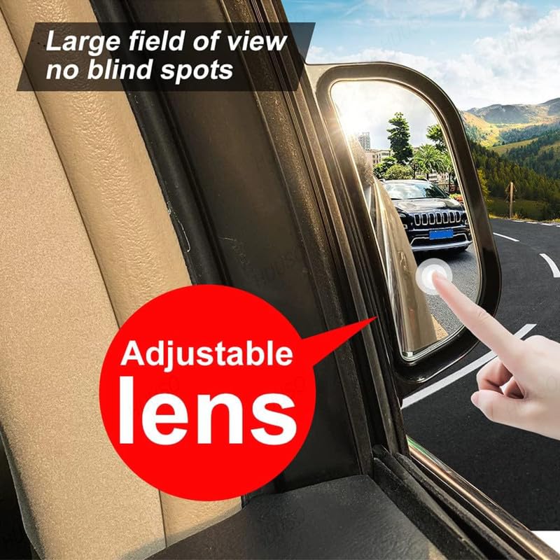 HUUSO 2 Pcs Car Side Rear View Mirror B-Pillar Rear Seat Auxiliary Observation Mirror for Second Row Car Door Safely Get-Off Compatible with Jeep Wagoneer S - Image 4