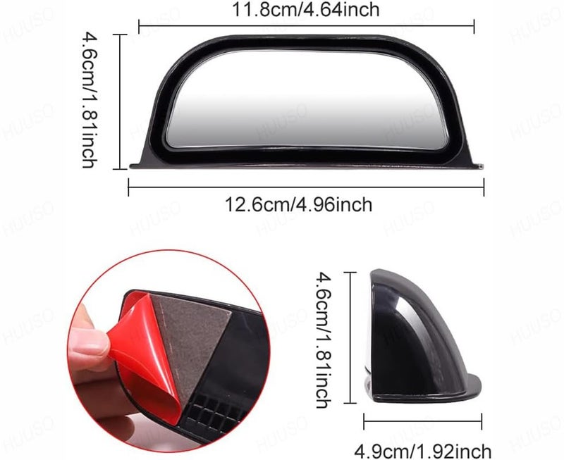 HUUSO 2 Pcs Car Side Rear View Mirror B-Pillar Rear Seat Auxiliary Observation Mirror for Second Row Car Door Safely Get-Off Compatible with Jeep Wagoneer S - Image 2