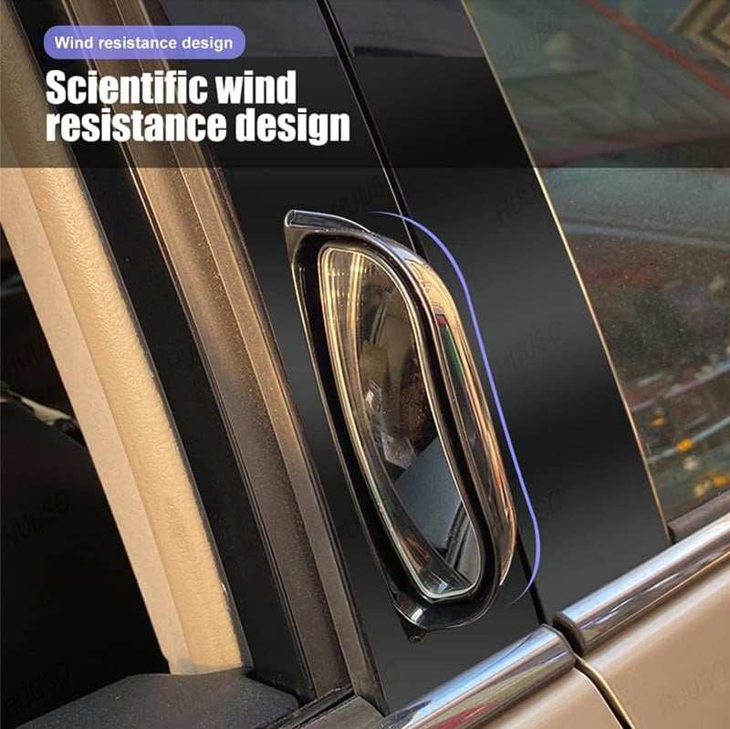 HUUSO 2 Pcs Car Side Rear View Mirror B-Pillar Rear Seat Auxiliary Observation Mirror for Second Row Car Door Safely Get-Off Compatible with Jeep Wagoneer S - Image 3