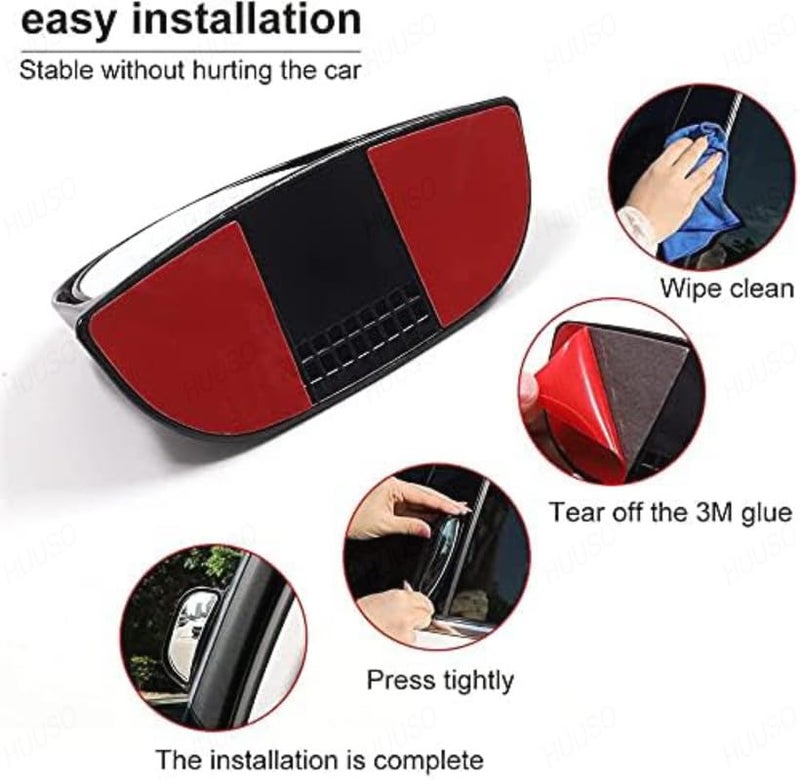 HUUSO 2 Pcs Car Side Rear View Mirror B-Pillar Rear Seat Auxiliary Observation Mirror for Second Row Car Door Safely Get-Off Compatible with Jeep Wagoneer S - Image 5