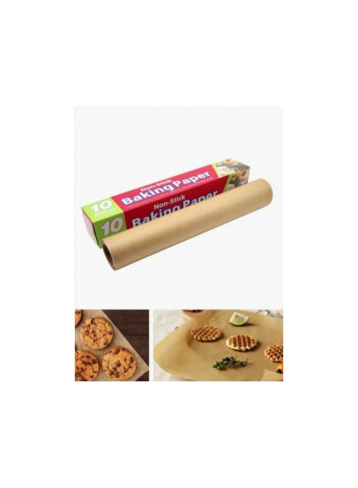 This 10-meter roll of baking paper is ideal for baking and cooking. It helps prevent pastries and sweets from sticking to pans and makes cleanup easier. It withstands high temperatures and is used in many recipes, making it a practical and essential choice for every home. - Image 1