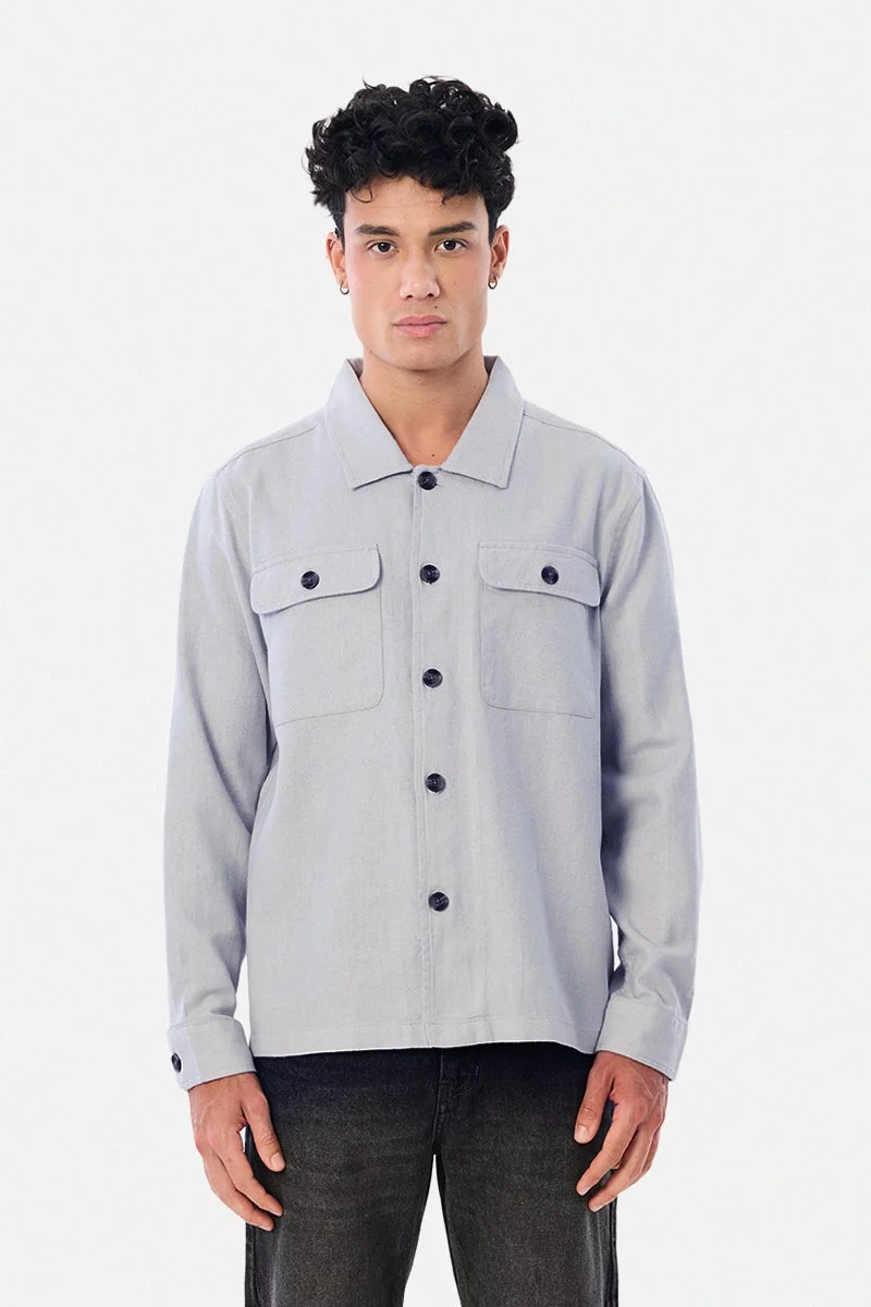 سنيتش قميص خارجي بجيوب مزدوجة من مزيج الكتان