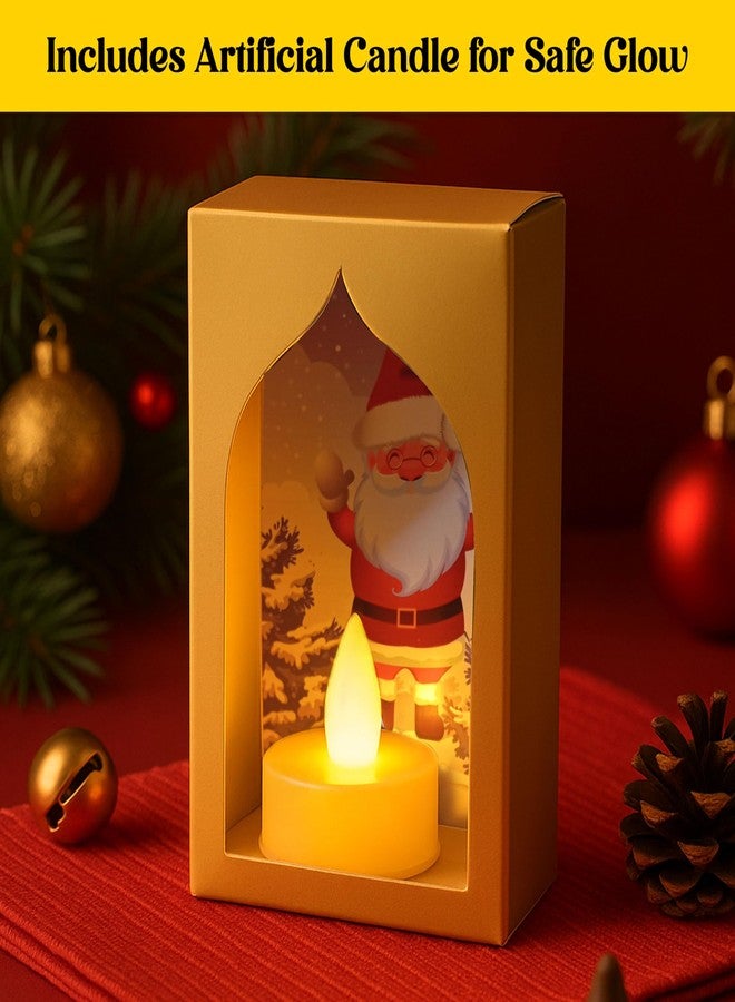 SOLOBOLO Christmas Wall Decorations LED Light Box | X-Mas Home, Wall & Room Décor| Christmas Décor Gifts | Golden Theme Santa, Snowman & Xmas Tree, Bells |Christmas Tree Decoration Ornaments | (Set of 6) - Image 4
