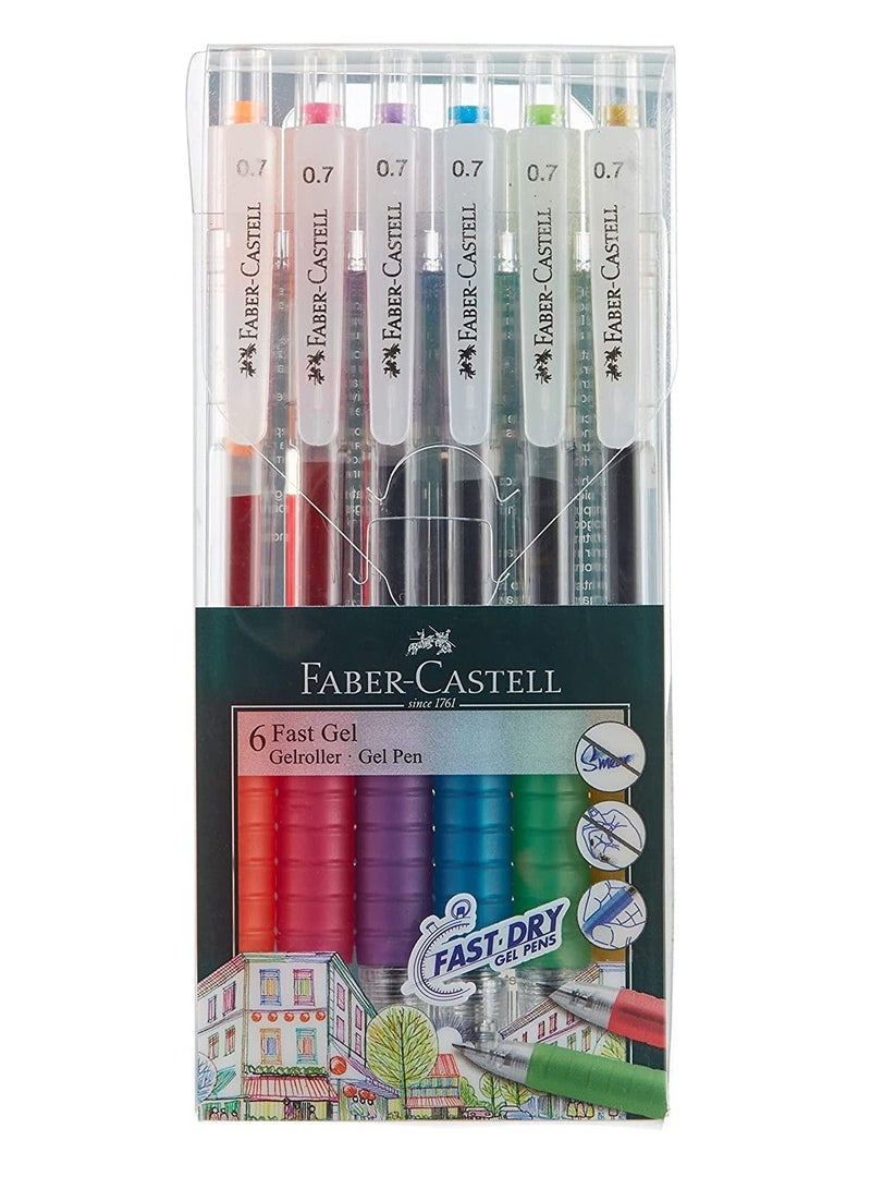 FABER-CASTELL قلم جيل هوائي متعدد الألوان 6 قطع - Image 1