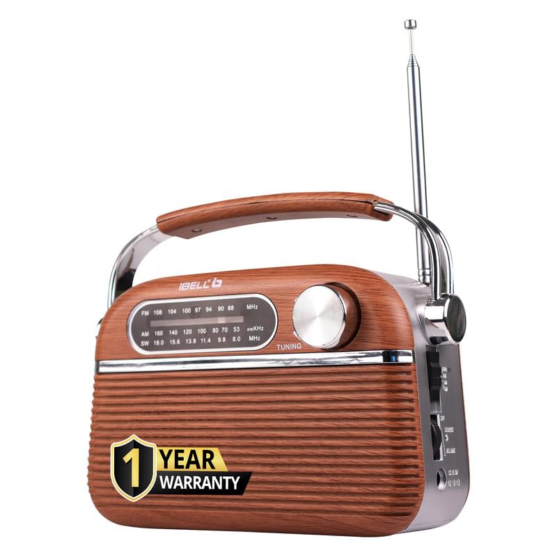 iBELL FM700BT Portable FM Radio with Bluetooth Speaker, USB, SD Slot, MP3 Player & Dynamic Speaker 3 Band (Brown) - Image 1