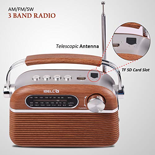 iBELL FM700BT Portable FM Radio with Bluetooth Speaker, USB, SD Slot, MP3 Player & Dynamic Speaker 3 Band (Brown) - Image 2