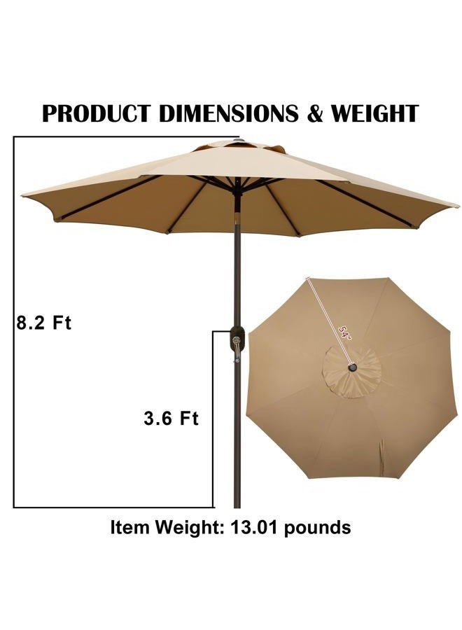 Blissun 9' Outdoor Market Patio Umbrella with Push Button Tilt and Crank, 8 Ribs (Tan) - Image 2