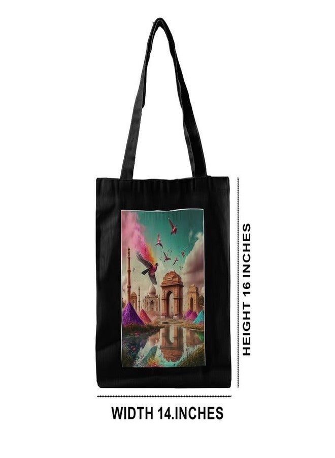PrintingZone Women Reusable Shopping/Grocery Classic Tote Bag With Pocket Shoulder Canvas Handbag Travel Bag Multi-Purpose(BTB-40)(BTB-40) - Image 5