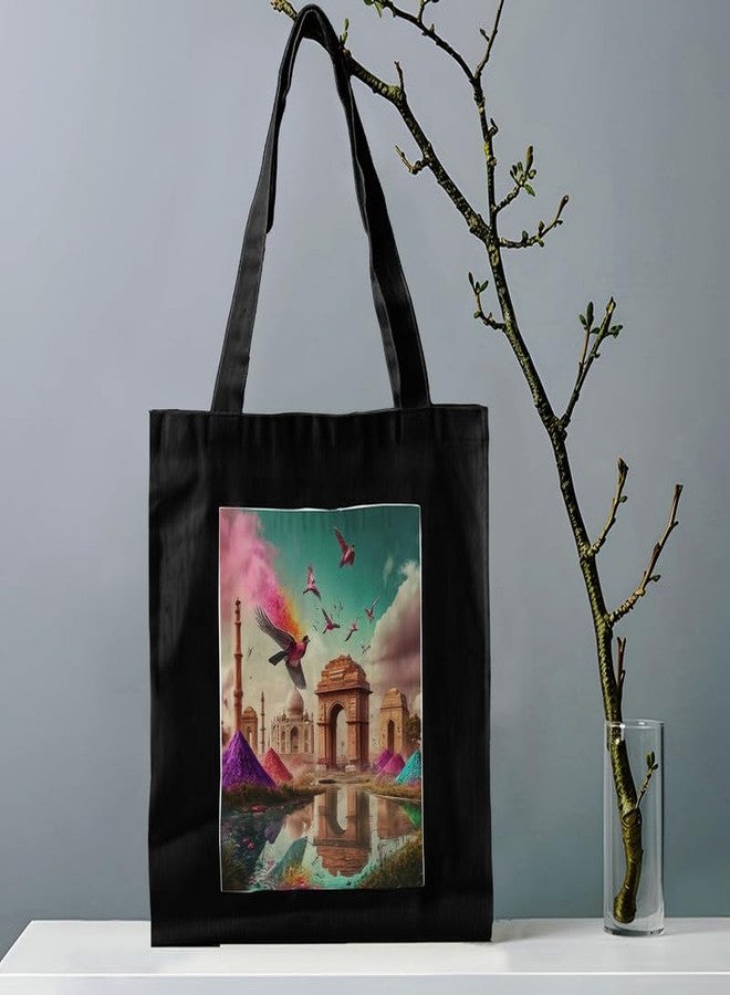 PrintingZone Women Reusable Shopping/Grocery Classic Tote Bag With Pocket Shoulder Canvas Handbag Travel Bag Multi-Purpose(BTB-40)(BTB-40) - Image 2