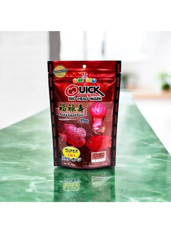 OKIKO Super FLOWERHORN Fish Food Red Head Mark Formula High Protein 100g - (M / L / XL) Sizes - Image 3