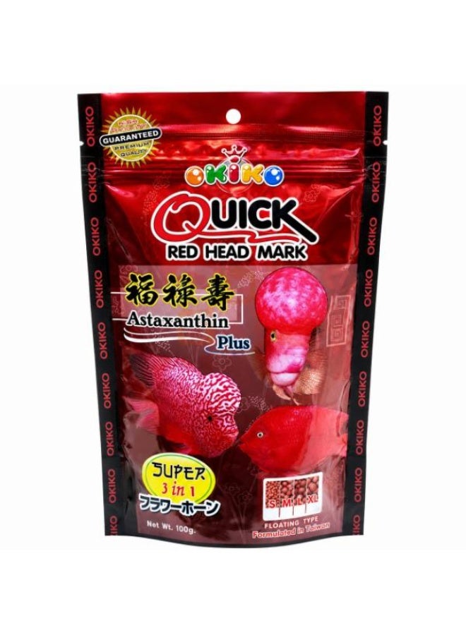 OKIKO Super FLOWERHORN Fish Food Red Head Mark Formula High Protein 100g - (M / L / XL) Sizes - Image 1