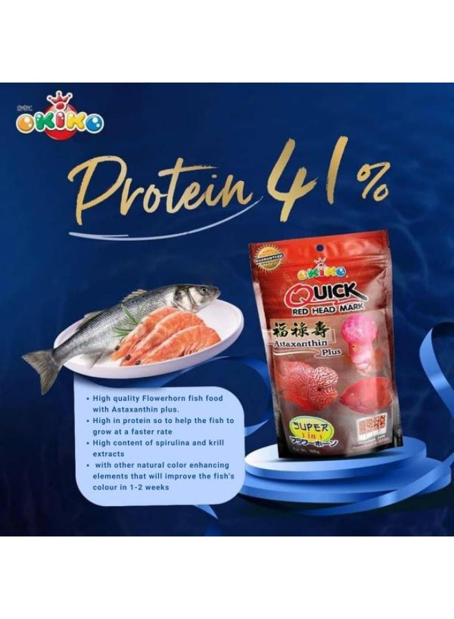 OKIKO Super FLOWERHORN Fish Food Red Head Mark Formula High Protein 100g - (M / L / XL) Sizes - Image 4
