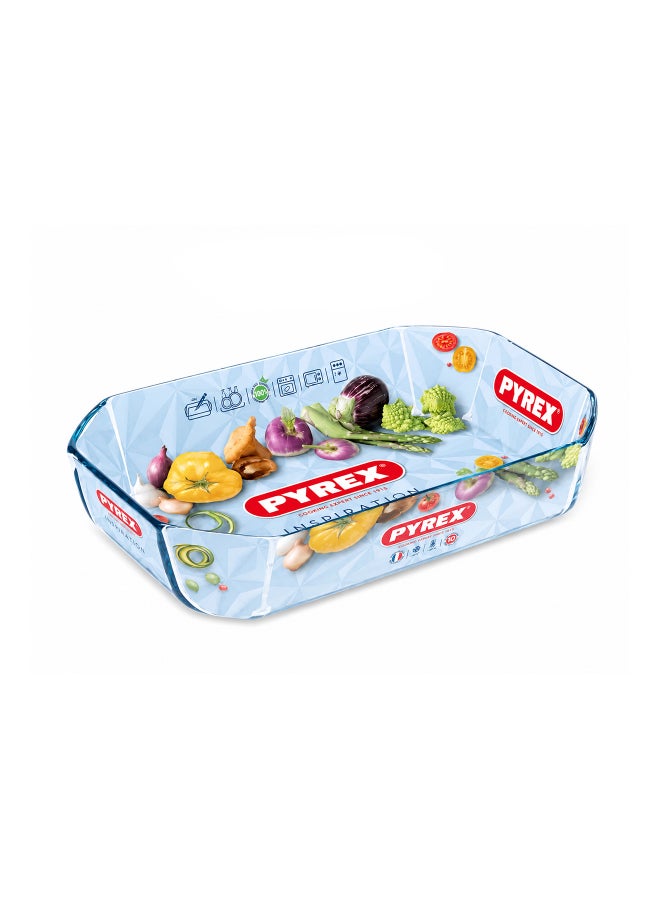بيريكس Pyrex Inspiration Rectangular Glass Roaster 2.1L, Borosilicate Glass Baking Dish with Handles, Oven, Microwave, Freezer & Dishwasher Safe, BPA-Free Bakeware - Image 1