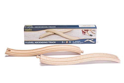 Maxim Enterprise, inc. 3 Level Ascending Wooden Train Track, Wooden Track Pieces Creates Double Ascending and Descending, Reversible Tracks, 2 Piece Pack Compatible with Major Brands - Image 4
