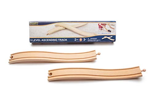 Maxim Enterprise, inc. 3 Level Ascending Wooden Train Track, Wooden Track Pieces Creates Double Ascending and Descending, Reversible Tracks, 2 Piece Pack Compatible with Major Brands - Image 1