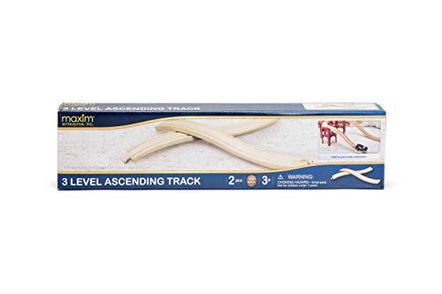 Maxim Enterprise, inc. 3 Level Ascending Wooden Train Track, Wooden Track Pieces Creates Double Ascending and Descending, Reversible Tracks, 2 Piece Pack Compatible with Major Brands - Image 5