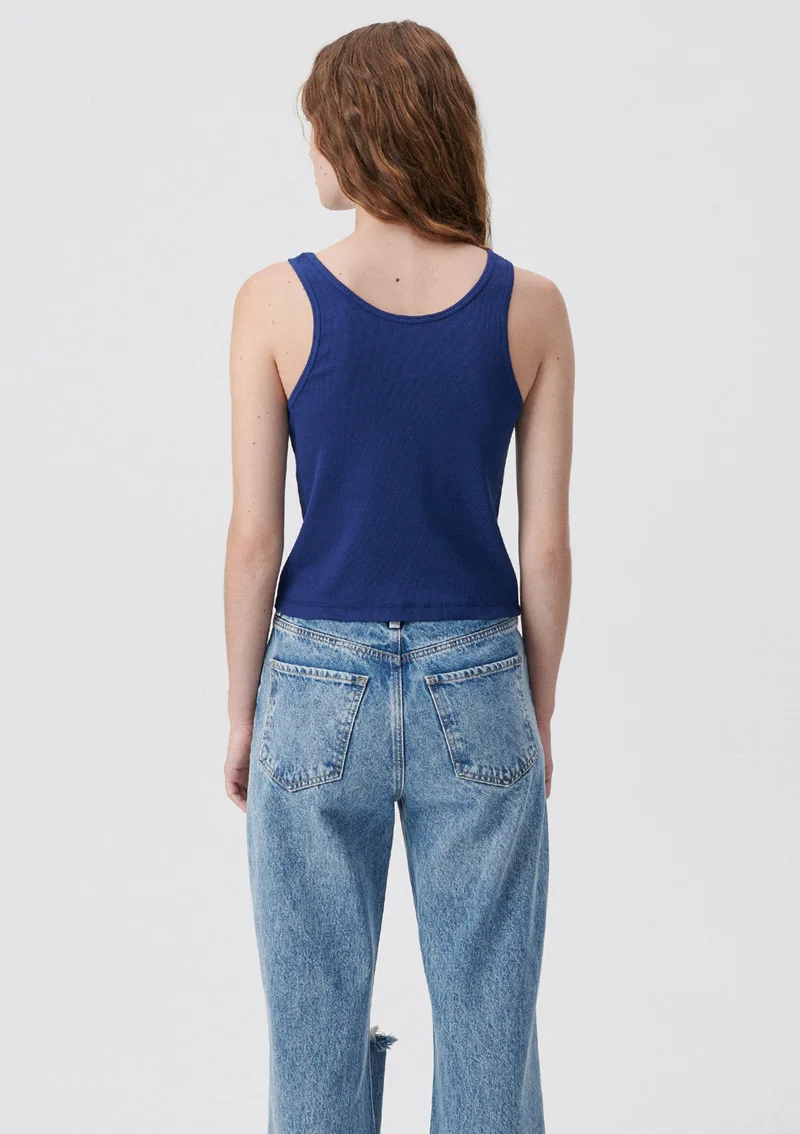 مافي Blue Women's Blue Logo Printed Navy Blue Tank Top 1611899-70722