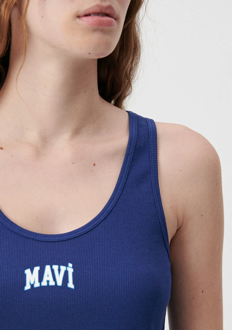مافي Blue Women's Blue Logo Printed Navy Blue Tank Top 1611899-70722