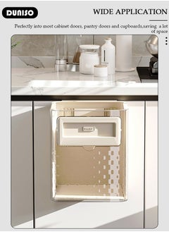 DUNISO Foldable Hanging Trash Can, Kitchen Cabinet Door Wall Hanging Trash Storage Bucket, Household Kitchen Garbage Sorting Hanging Bucket, Large Capacity Toilet Waste Paper Bucket, Bedroom Office Trash Can for Kitchen  - Image 3