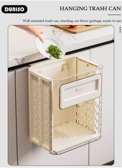 DUNISO Foldable Hanging Trash Can, Kitchen Cabinet Door Wall Hanging Trash Storage Bucket, Household Kitchen Garbage Sorting Hanging Bucket, Large Capacity Toilet Waste Paper Bucket, Bedroom Office Trash Can for Kitchen  - Image 5