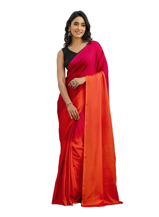 SIRIL Women's Cotton Silk Solid One Minute Ready to Wear Saree With Unstitched Blouse Piece (51RS155_Rani Pink) - Image 1