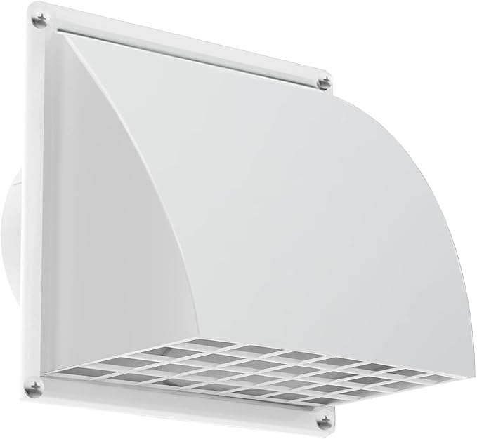 Exterior rain hood fresh air system square exhaust hood, white