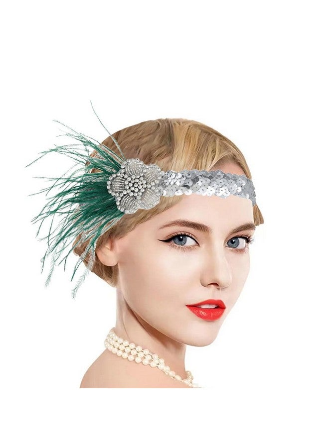 Gangel 1920S Feather Headpiece Gatsby Flapper Headbands Flower Vintage Hairband 20S Sequins Hair Accessories Prom Harlem Nights Headband For Women And Girls (Style A) - Image 2