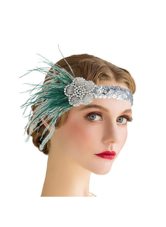Gangel 1920S Feather Headpiece Gatsby Flapper Headbands Flower Vintage Hairband 20S Sequins Hair Accessories Prom Harlem Nights Headband For Women And Girls (Style A) - Image 1
