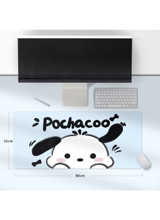 Generic - Cartoon Mouse Pad Oversized Pu Leather Pad Girl Cute Desk Pad Office Supplies Wen Chuang Student Computer Desk Wholesale-Color:Can Be Mass Customized (any Size Modeling)-Pattern:Jade Cinnamon Dog Blue - Image 1