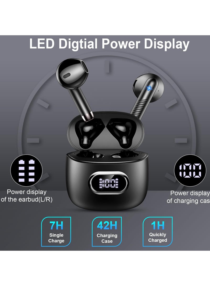 Wireless Earbuds, Bluetooth 5.3 Headphones with Stereo Bass, 42H Playtime, In-Ear Earphones, Noise Cancelling, USB-C, LED Display, IP7 Waterproof Sport Headset for Android and iOS  - Image 5
