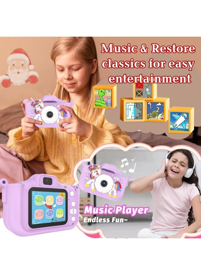 Bukela Kids Camera for 3-9 Year Old Boys Girls, Children Digital Camera with Cute Cartoon Soft Cover & 32GB SD Card, Best Birthday Gifts for Grandkids, Halloween Party Favors for Kids - Purple - Image 5
