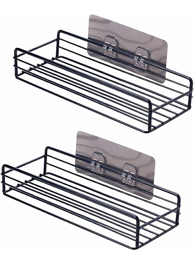 vesus Pack Shower Caddy, Rustproof Bathroom Shelf Organizer with Hooks, Without Drilling, SUS304 Stainless Steel, for Hanging Razor Sponge Brush, Wall Rack for Dorm, Toilet, Bath and Kitchen  - Image 1