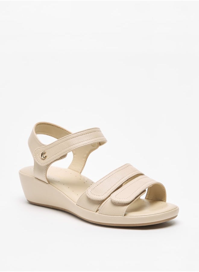Le Confort - Women Solid Open Toe Sandals with Wedge Heels and Hook and Loop Closure - Image 1