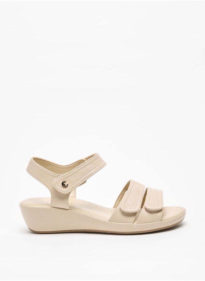 Le Confort - Women Solid Open Toe Sandals with Wedge Heels and Hook and Loop Closure - Image 1