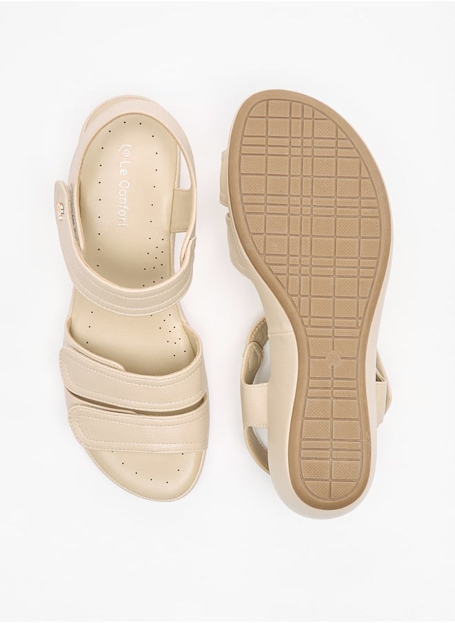 Le Confort - Women Solid Open Toe Sandals with Wedge Heels and Hook and Loop Closure - Image 1