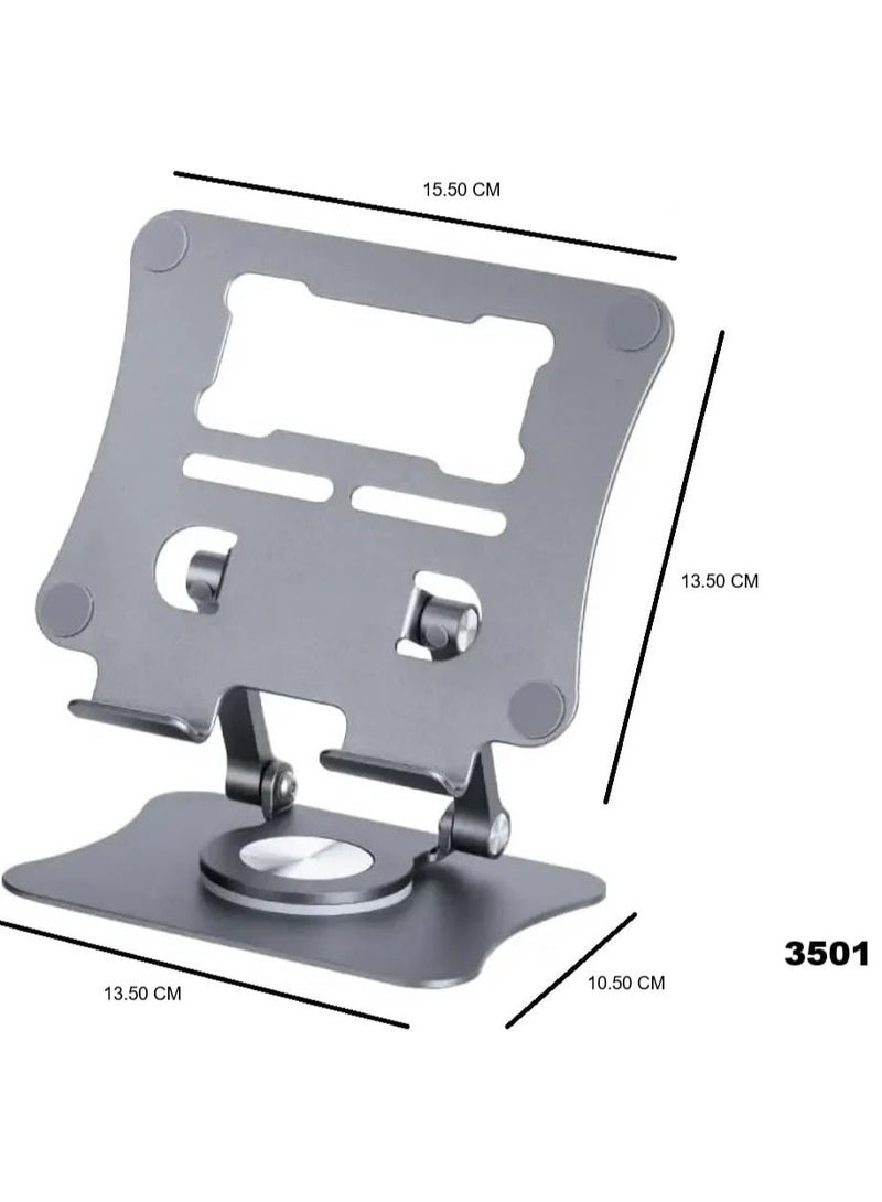 Adjustable Laptop and Tablet Stand – Ergonomic Aluminum Computer Riser with 360° Rotating Base – Portable, Foldable Design for Desk Use - Image 2