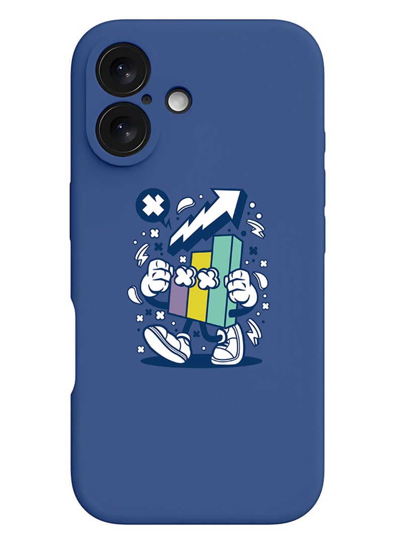 Theodor iPhone 16 Blue Protective Slim Fit Case Liquid Silicone Cover with Full Body Protection Anti-Scratch Shockproof Case For iPhone - Stocks Market 2 - Image 1