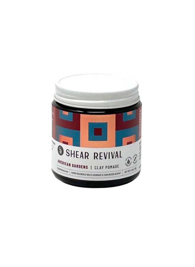 Shear Revival - American Gardens Clay Pomade | Matte Paste Professional Hair Styling Wax Strong Hold Molding Sculpting Aloe Based Formula Fullness & Texture Slick Back Look Wild Orange & Oakmoss 3.4oz - Image 1