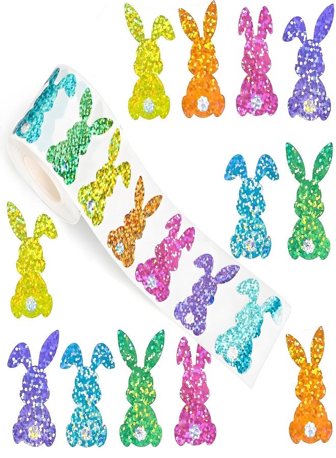 Yoblink Easter Bunny Stickers,Holographic Easter Stickers Roll 500PCS - Image 2