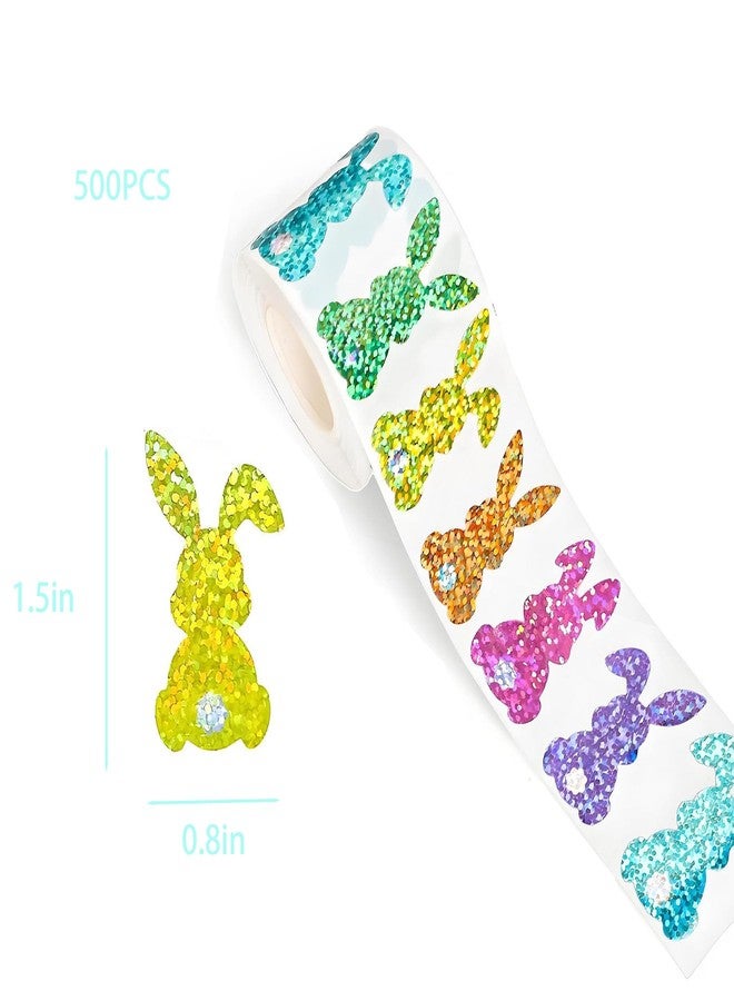 Yoblink Easter Bunny Stickers,Holographic Easter Stickers Roll 500PCS - Image 3