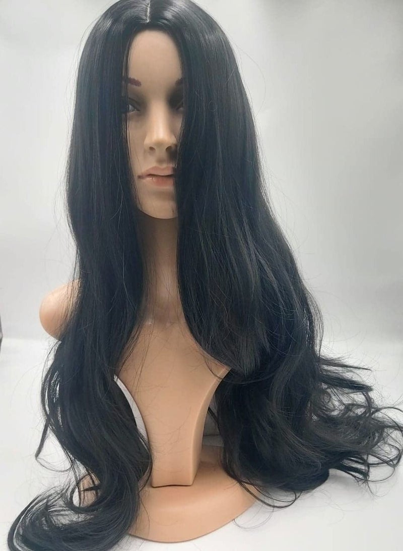 Estelle Long Straight High Synthetic Heat Resistant Wigs  With Bangs  for Women ,Girls  (Long Black) - Image 4