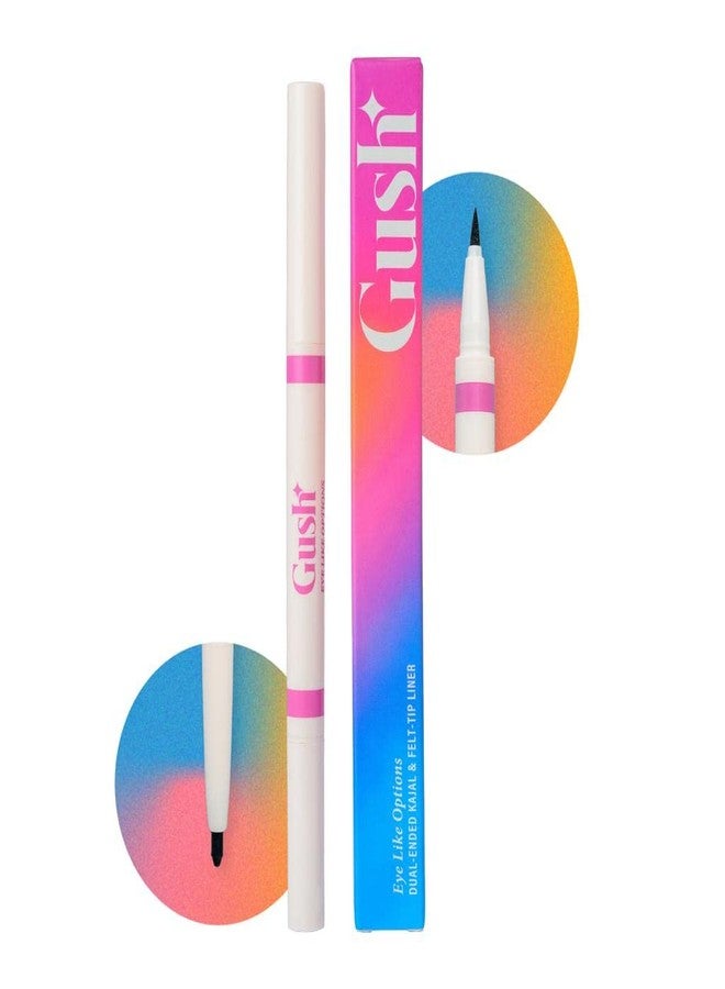 Gush 2 in 1 Eye liner + kohl pencil | Dual use Kajal and Liner | Fast drying with single stroke application | Long lasting, Waterproof and Smudge proof | (Matte Black - 0.65 g) - Image 1