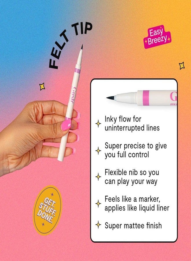 Gush 2 in 1 Eye liner + kohl pencil | Dual use Kajal and Liner | Fast drying with single stroke application | Long lasting, Waterproof and Smudge proof | (Matte Black - 0.65 g) - Image 3