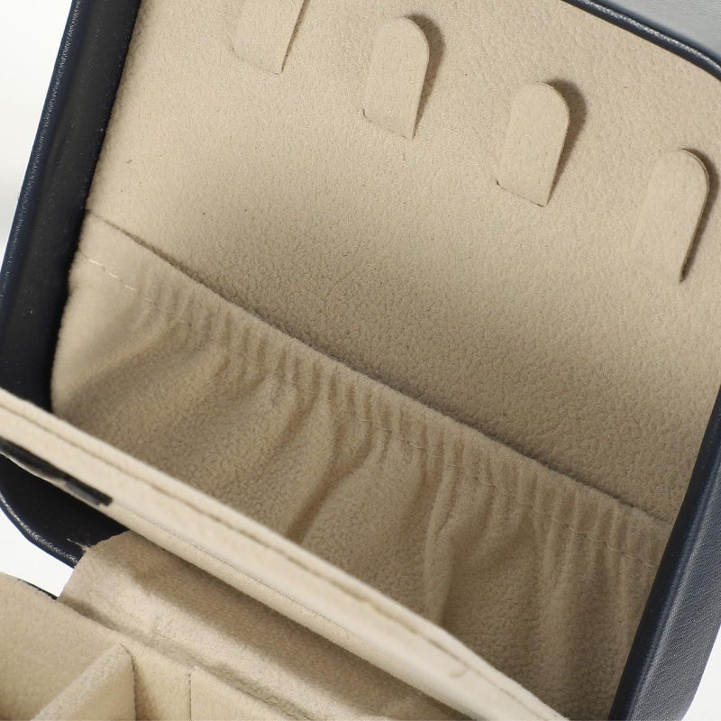 Large Capacity Leather Jewelry Organizer Case With Mirror Travel Storage Box Blue - Image 5