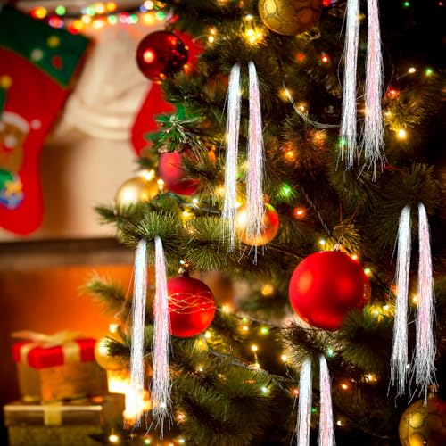 JXITON 3000pcs Christmas Icicle Tinsel,18in Iridescent Foil Fringe Tinsel Strand Icicle Tinsel Christmas Tree Tinsel for Christmas Holiday Decor Birthday Supplies - Image 3